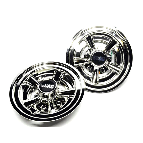 Scag 8 inch Chrome Wheel Covers (set of 2) 48 inch, 52 inch Freedoms (some WBs) 920H